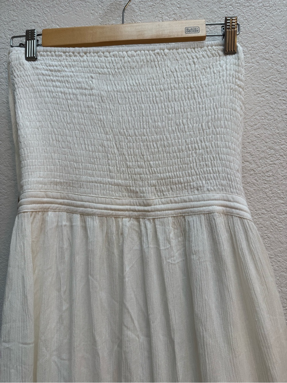 White Smocked Strapless Tiered Maxi Dress - Picture 5 of 13